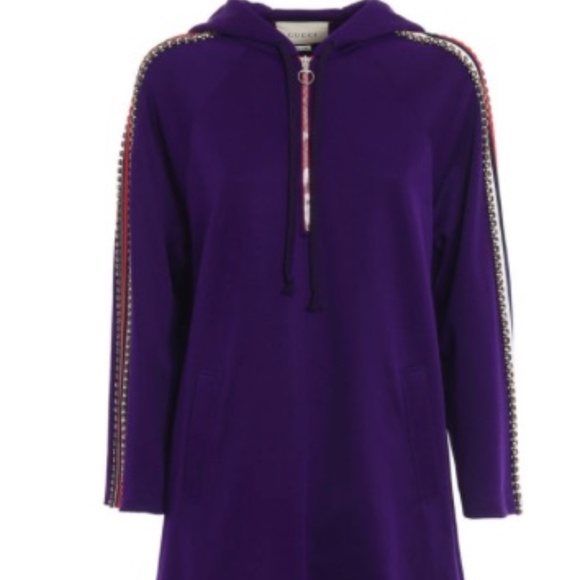 GUCCI PURPLE HOODIE STYLE TECHNICAL JERSEY DRESS Dresses